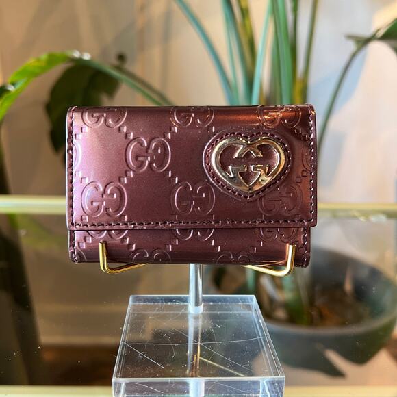GUCCI Shine Guccissima Lovely Heart 6 Key Holder - Picture 1 of 12